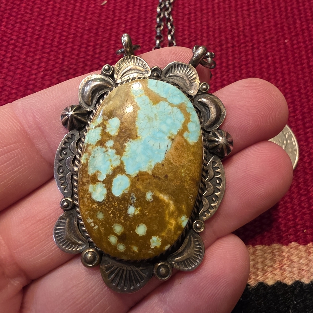 Gilbert Tom (Navajo) Pendant Necklace, Turquoise - Picture 3 of 5